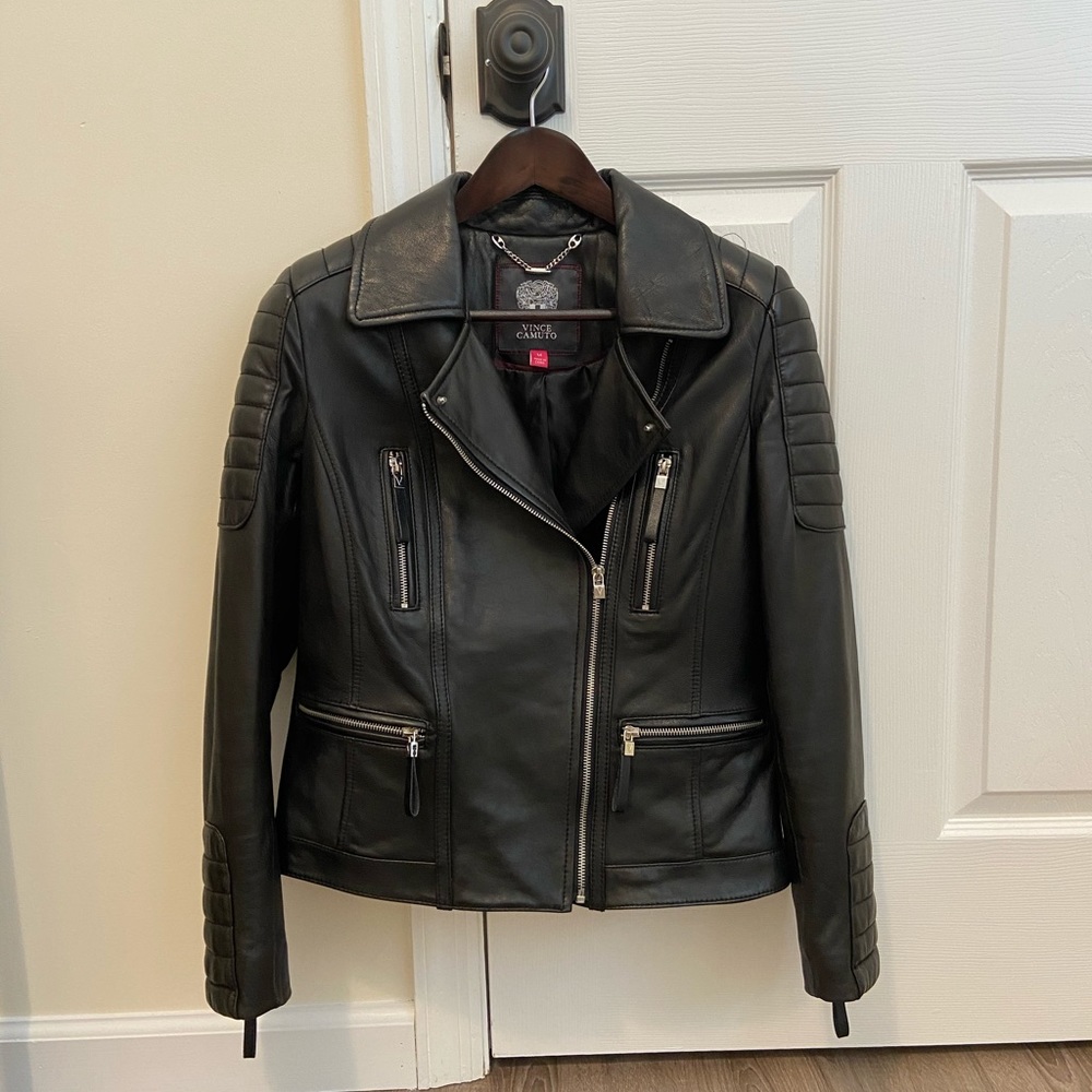 Vince Camuto Leather Moto Jacket Size M